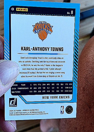 2024-25 Panini Donruss #8 Karl-Anthony Towns — back