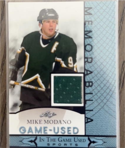 2024 Leaf In The Game Used Memorabilia Gold GUM-100 Mike Modano Game Used Swatch — front