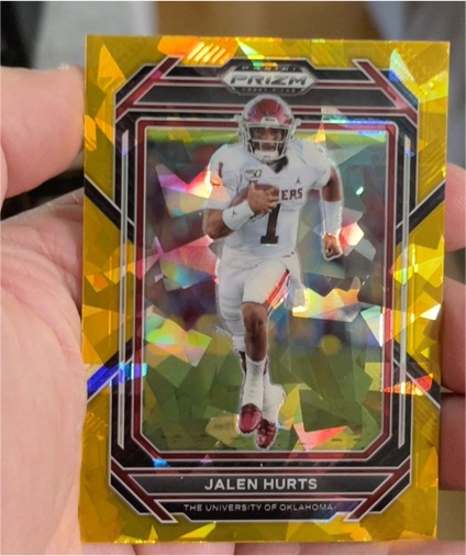 2023 Panini Prizm Draft Picks Jalen Hurts Gold Ice Prizm — front