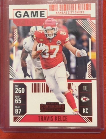 2024 Panini Contenders #48 Travis Kelce Red Game Ticket — front