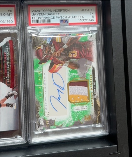 2024 Topps Inception #PPAJD Jayden Daniels Provenance Patch AU-Green — front