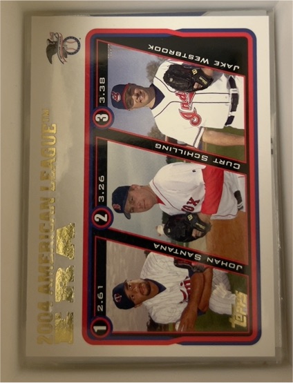 2005 Topps #341 Johan Santana, Curt Schilling, Jake Westbrook — front