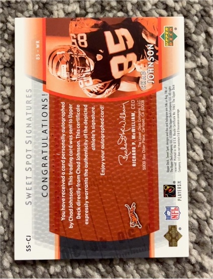2005 Upper Deck Sweet Spot Signatures SS-CJ Chad Johnson — front