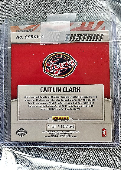 2024 Panini Instant WNBA #CCROY-A Caitlin Clark Rookie of the Year — back