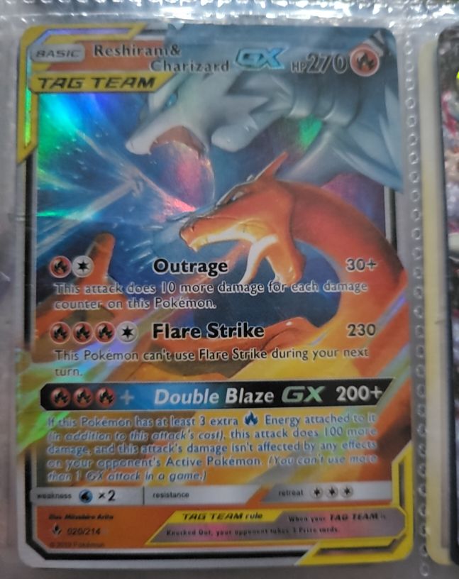 2019 Pokémon #20 Reshiram & Charizard GX — front