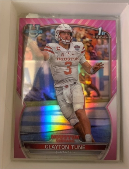 2022 Bowman Chrome University Pink Refractor #98 Clayton Tune — front