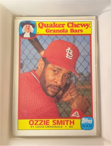 1986 Topps Quaker Chewy Granola Bars #15 Ozzie Smith — front