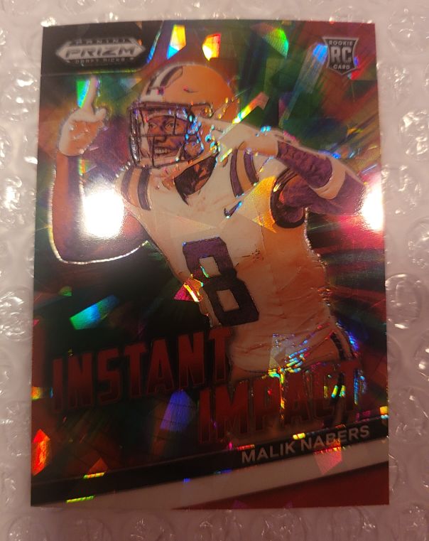 2024 Panini Prizm Draft Picks Instant Impact Red Cracked Ice #II-MN Malik Nabers Rookie Card — front