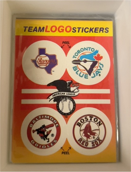 1991 Fleer #NNO Team Logo Stickers Texas Rangers, Toronto Blue Jays, Baltimore Orioles, Boston Red Sox — front