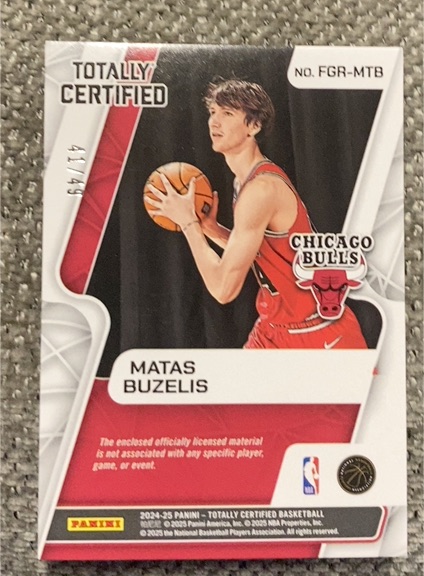 2024-25 Panini Totally Certified Basketball #FGR-MTB Matas Buzelis — front