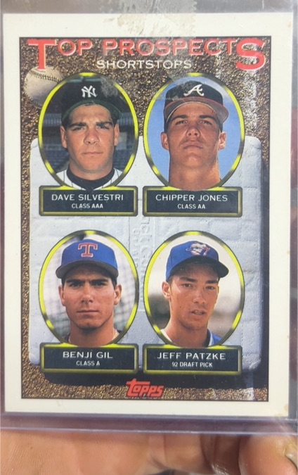 1993 Topps #529 Dave Silvestri / Chipper Jones / Benji Gil / Jeff Patzke — front
