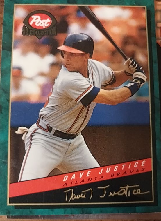 1994 Post Cereal #6 Dave Justice — front