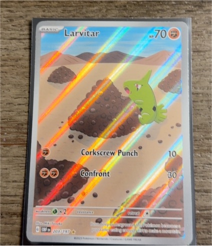 2023 Pokemon Scarlet and Violet SV03 #203 Larvitar Obsidian Flames Illustration Rare — front