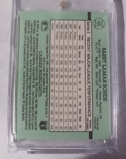 1990 Donruss #405 Barry Lamar Bonds — front