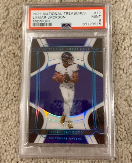 2021 National Treasures #17 Lamar Jackson Midnight — front