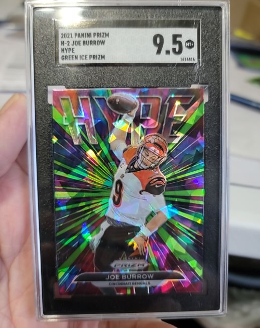 2021 Panini Prizm #H-2 Joe Burrow Hype Green Ice Prizm — front