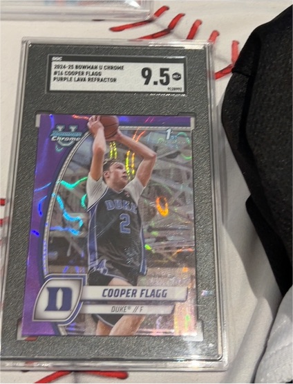 2024-25 Bowman Chrome University #16 Cooper Flagg Purple Lava Refractor — front