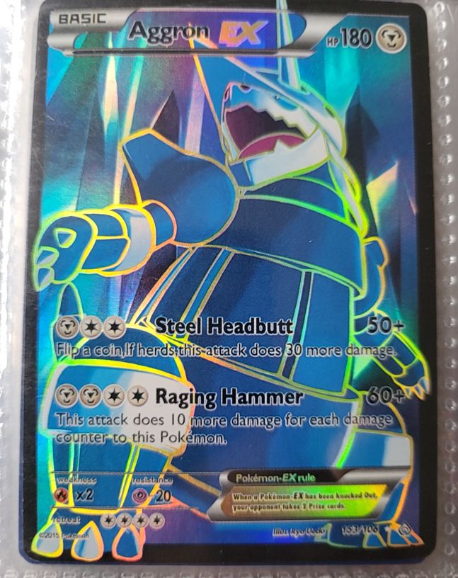 2015 Pokémon XY Primal Clash #153 Aggron EX — front
