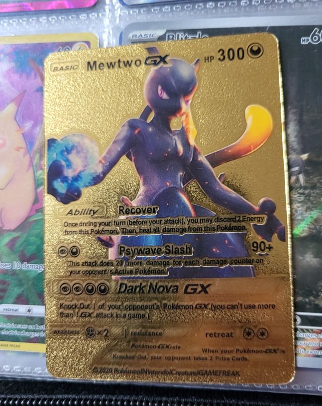 2020 Pokemon Mewtwo GX Gold Foil — front