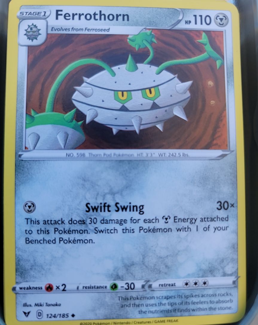 2020 Pokemon Sword & Shield Vivid Voltage #124 Ferrothorn — front