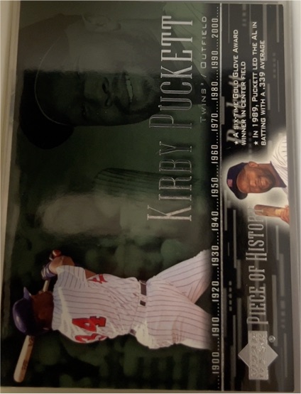 2002 Upper Deck Piece Of History #30 Kirby Puckett — front