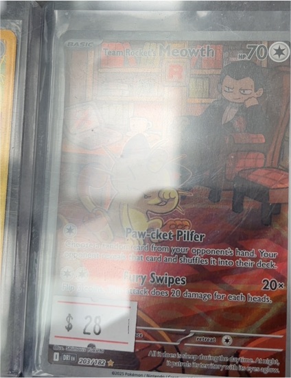 2025 Pokemon Team Rocket's Meowth #203/182 Illustration Rare Destined Rivals — front