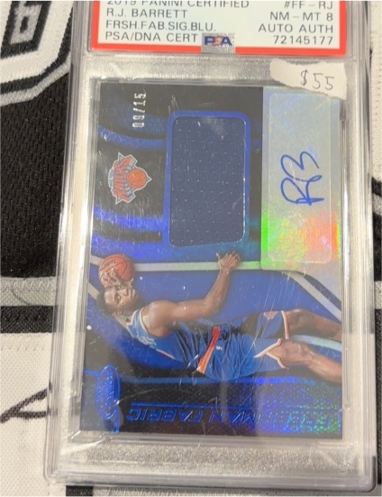 2019-20 Panini Certified #FF-RJ RJ Barrett Freshman Fabric Blue Autograph — front