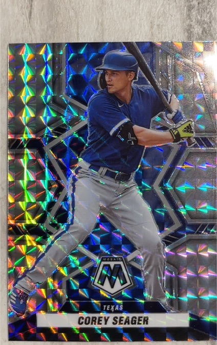 2022 Panini Mosaic #102 Corey Seager Reactive Orange Mosaic Prizm Texas Rangers — front