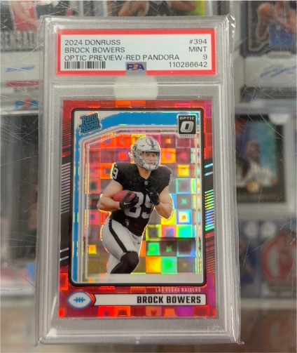 2024 Panini Donruss #394 Brock Bowers Optic Preview Red Pandora — front