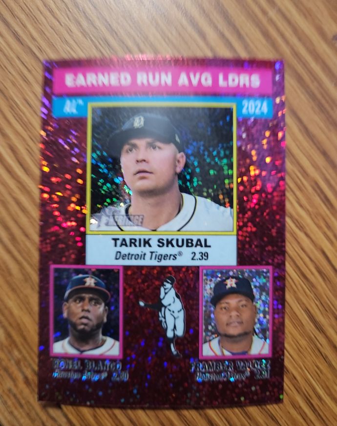 2025 Topps Heritage #202 AL Earned Run AVG LDRS Tarik Skubal — front