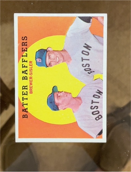1959 Topps #346 Batter Bafflers Tom Brewer/Dave Sisler — front