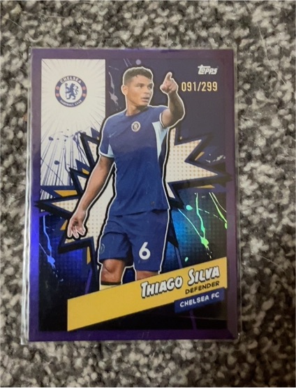 2023-24 Topps PSG Fan Set Heroes Parallel Purple #091 Thiago Silva — front
