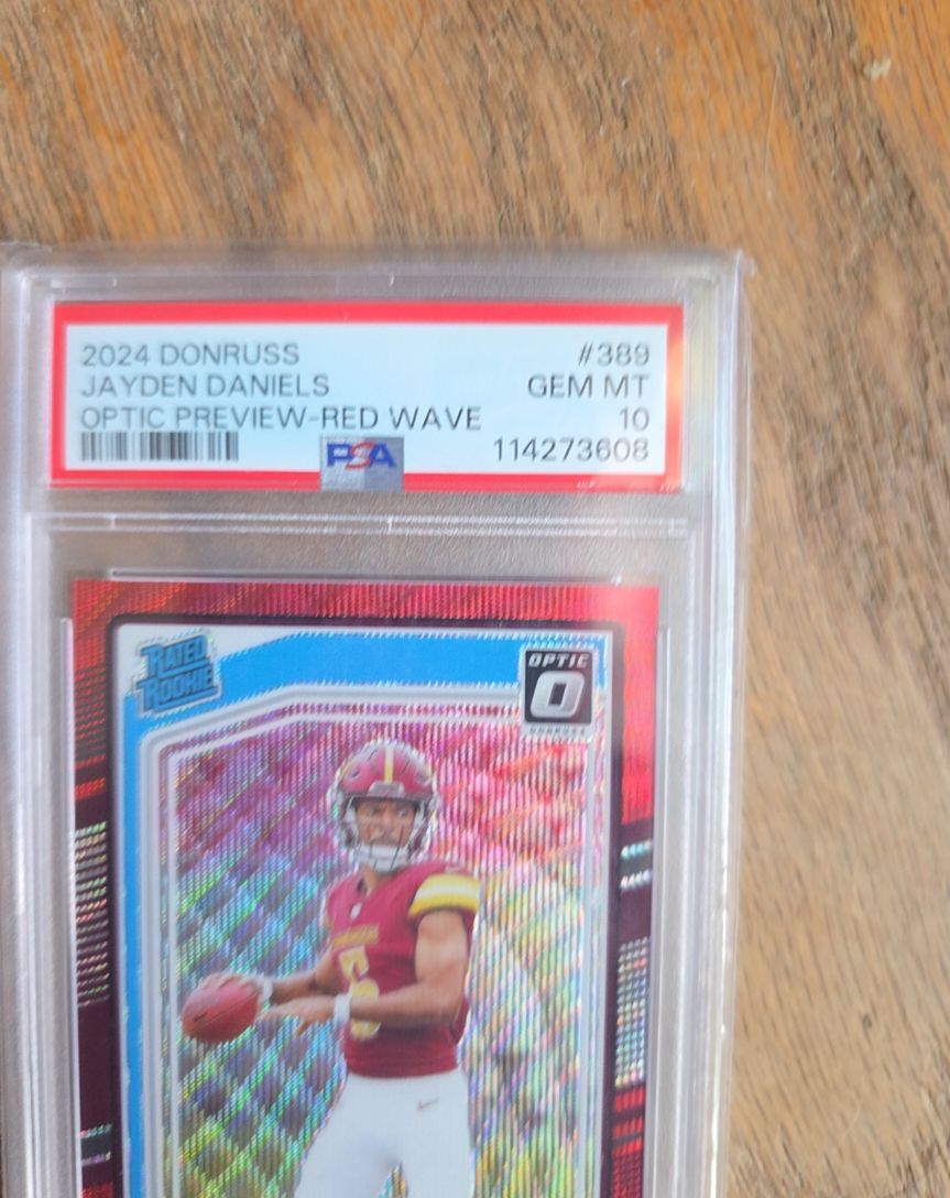 2024 Donruss Optic #389 Jayden Daniels Optic Preview Red Wave — front