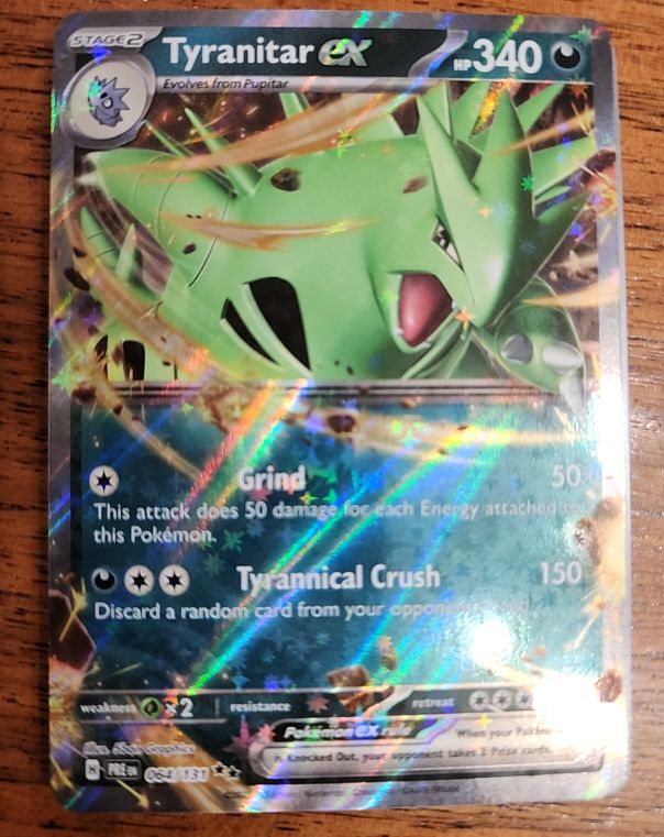 2025 Pokémon Scarlet & Violet Prismatic Evolutions #064 Tyranitar ex — front