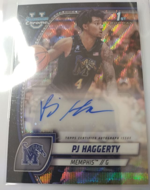 2024-25 Bowman Chrome U #59 PJ Haggerty 1st Bowman Stealth Auto — front