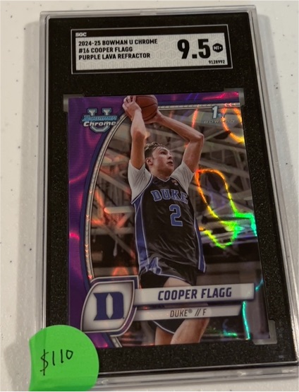 2024-25 Bowman University Chrome #16 Cooper Flagg Purple Lava Refractor — front