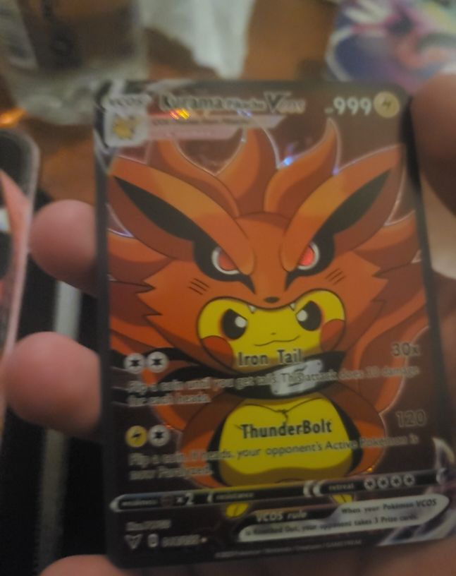 Custom Pikachu Kurama Naruto Cosplay Pokémon Card #999 — front