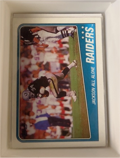 1988 Topps #325 Bo Jackson All Alone Raiders Rookie Card — front