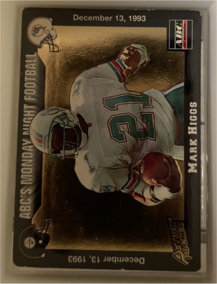 1993 Action Packed Monday Night Football #65 Mark Higgs — front
