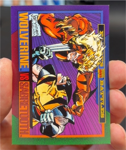 1993 SkyBox Marvel Universe Famous Battles #149 Wolverine vs Sabretooth — front