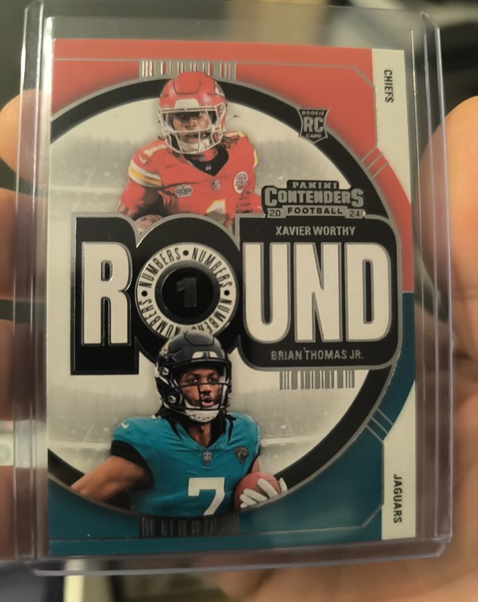 2024 Panini Contenders Round Numbers #7 Xavier Worthy, Brian Thomas Jr. — front