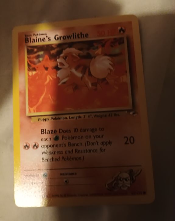 2000 Pokémon Gym Heroes #62 Blaine's Growlithe — front