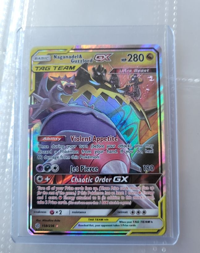 2019 Pokémon SM Cosmic Eclipse #158 Naganadel & Guzzlord GX — front