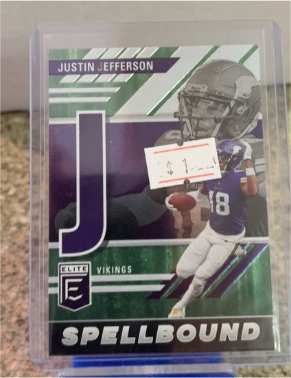 2023 Panini Donruss Elite #SB-JJ1 Justin Jefferson Spellbound Green J — front