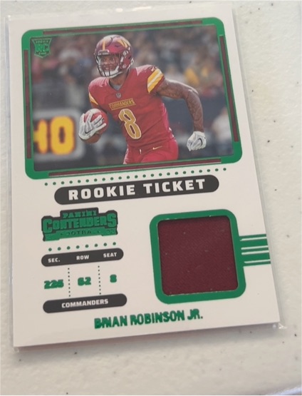 2022 Panini Contenders Rookie Ticket #RTS-BRO Brian Robinson Jr. — front
