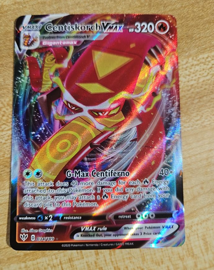 2020 Pokemon Darkness Ablaze #034 Centiskorch VMAX — front