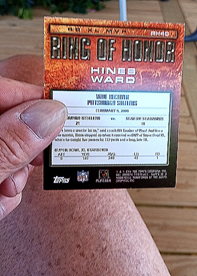2006 Topps Ring of Honor #RH40 Hines Ward — back