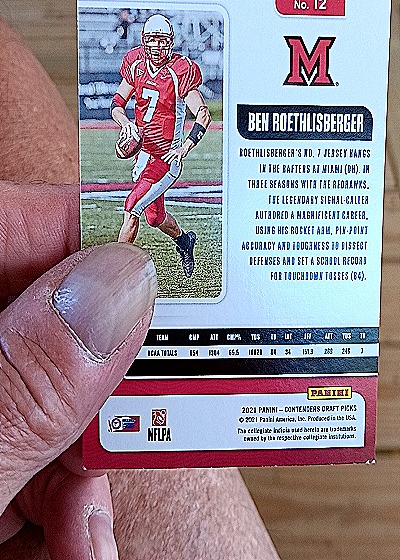 2021 Panini Contenders Draft Picks #12 Ben Roethlisberger — back