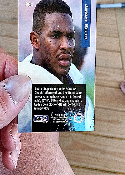 1993 Playoff #294 Jerome Bettis Rookie Card — back