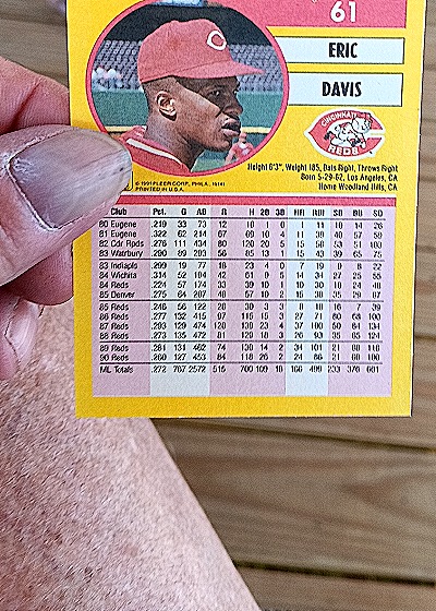 1991 Fleer #61 Eric Davis — back